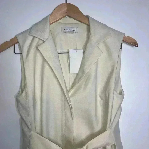 Club Monaco Half Belted Dress Robe Cream - Picture 3 of 15
